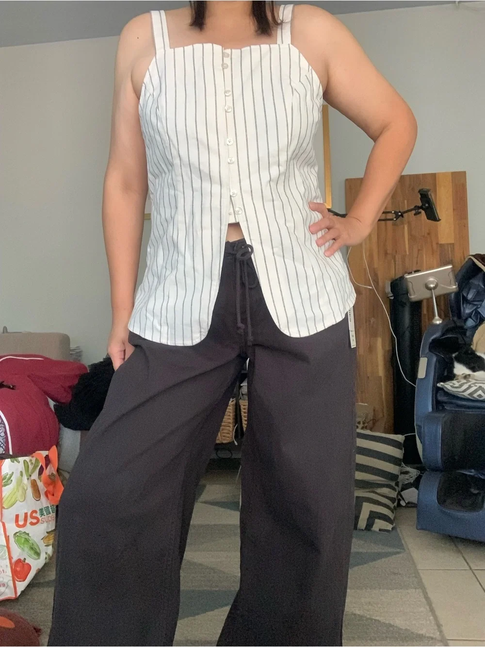 NWT No Boundaries Black Wide Leg Grommet Drawstring Jeans